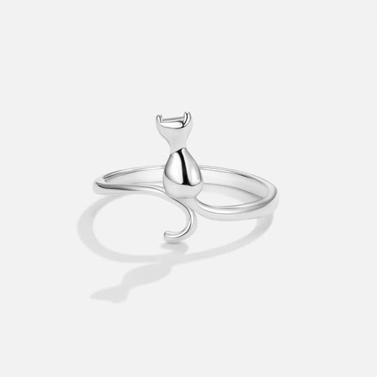Adjustable Sterling Silver Cat Silhouette Ring