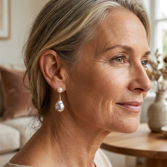 Gold-Plated Baroque Pearl Drop Earrings