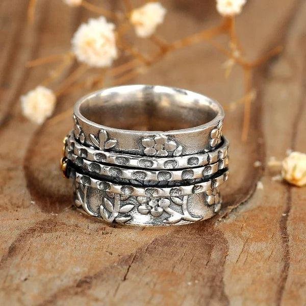 Floral Embossed Sterling Silver Ring