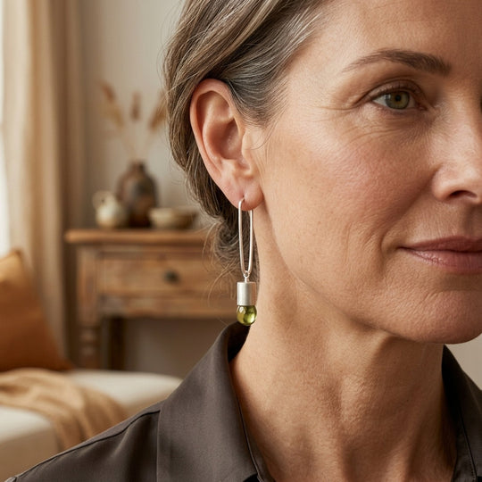 Sterling Silver Peridot Drop Earrings