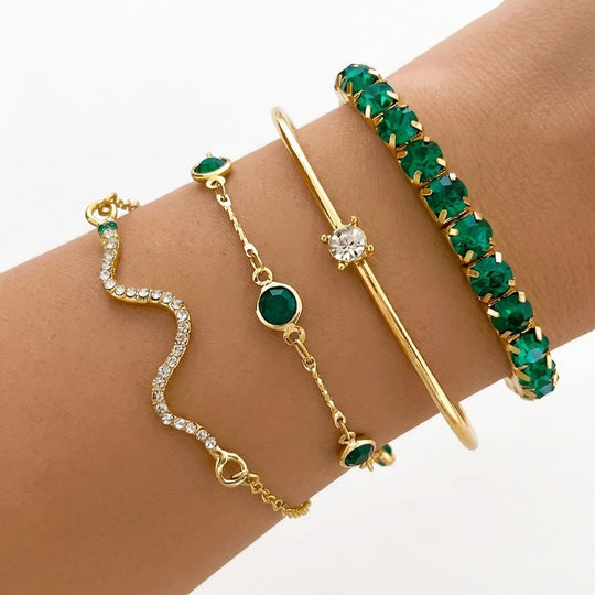 Gold-Plated Zirconia Tennis Bracelet Set