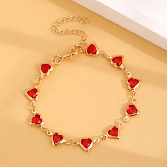 Gold-Plated Heart Charm Chain Bracelet
