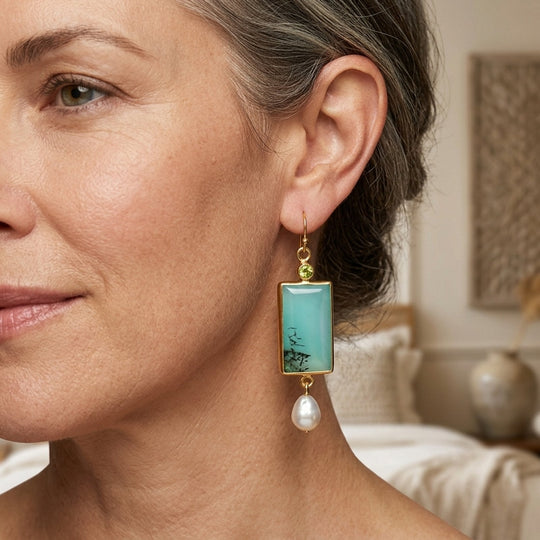 Peridot Accent Pearl Drop Earrings