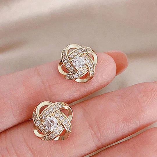 Embellished Twisted Knot Stud Earrings