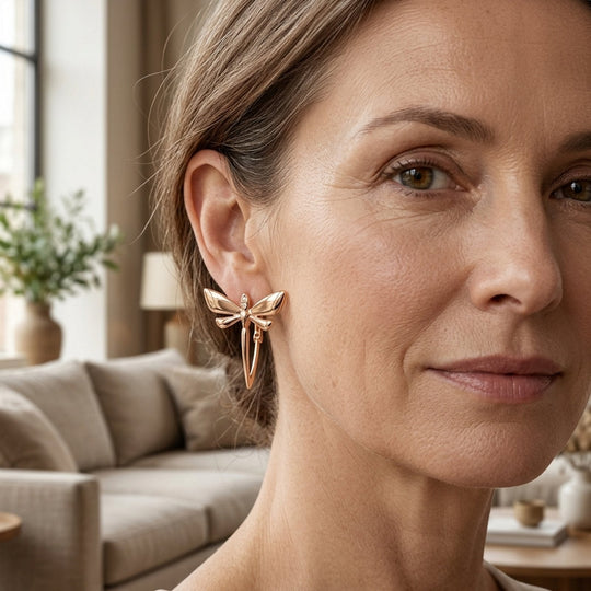 Gold-Plated Dragonfly Hoop Earrings