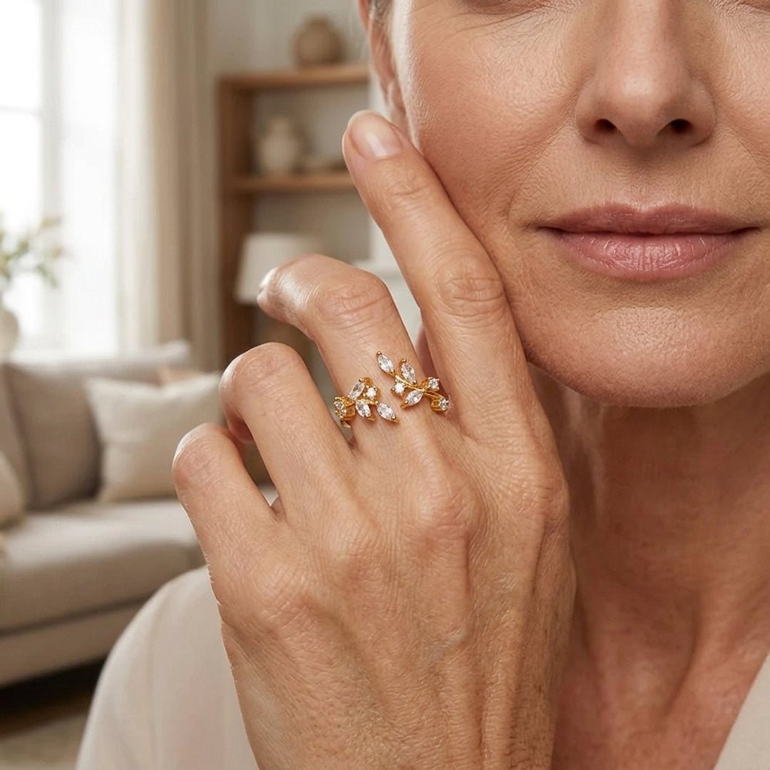 Open Leaf Cubic Zirconia Ring