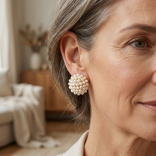 Clustered Pearl Stud Earrings