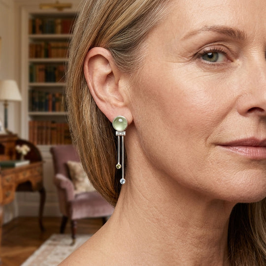 Prehnite Sterling Silver Drop Earrings