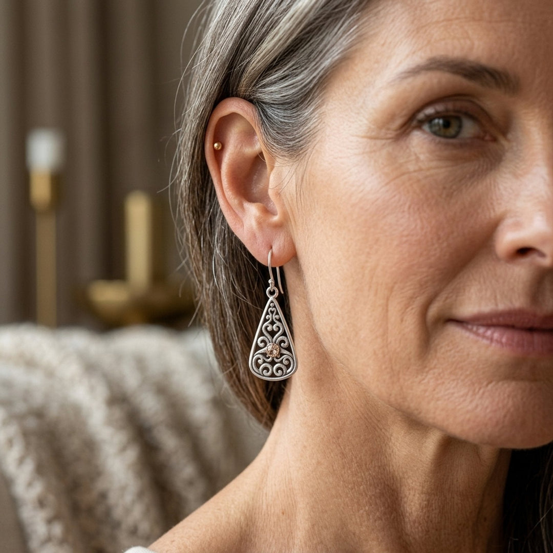 Filigree Sterling Silver Drop Earrings