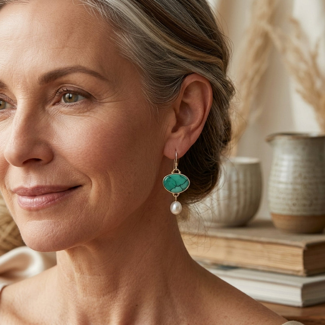 Turquoise Pearl Drop Earrings