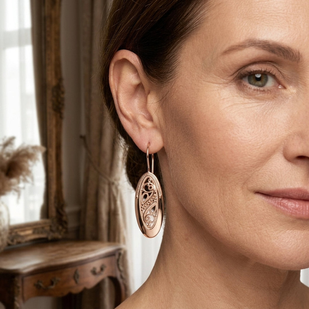 Filigree Gold Hoop Earrings