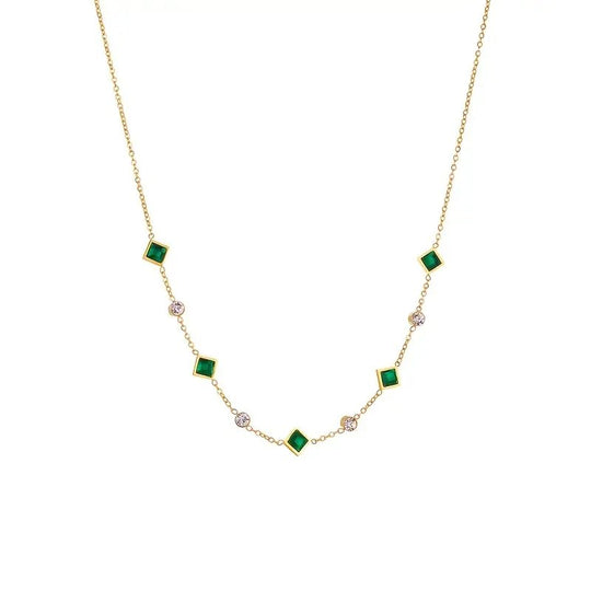 Gold-Plated Geometric Station Chain Necklace