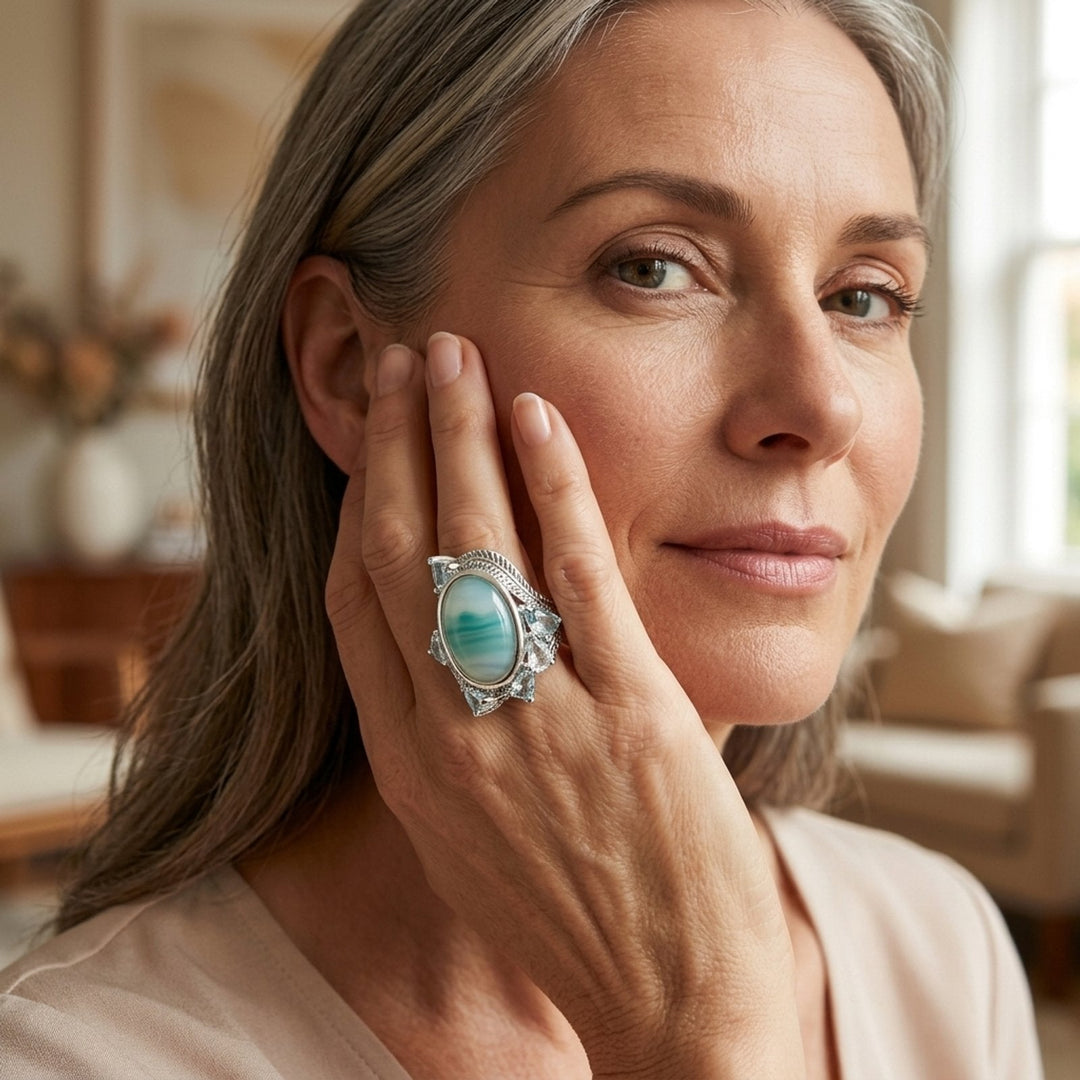 Sterling Silver Vintage Turquoise Opal Ring