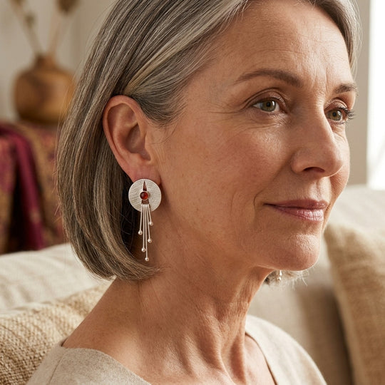 Textured Sterling Silver Drop Earrings