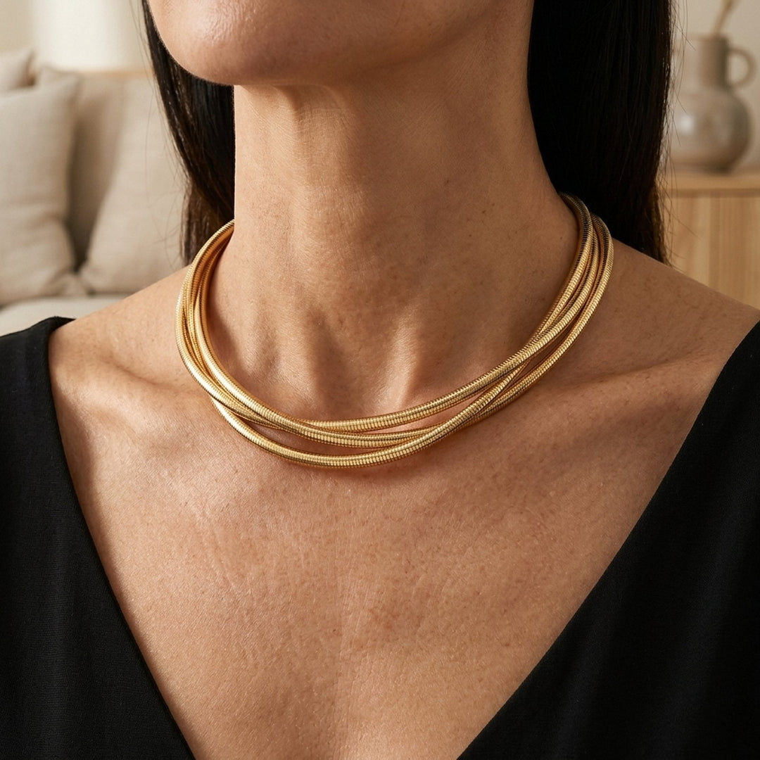 Layered Snake Chain Statement Necklace