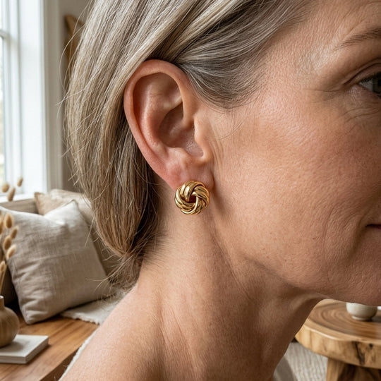 Polished Twisted Knot Stud Earrings