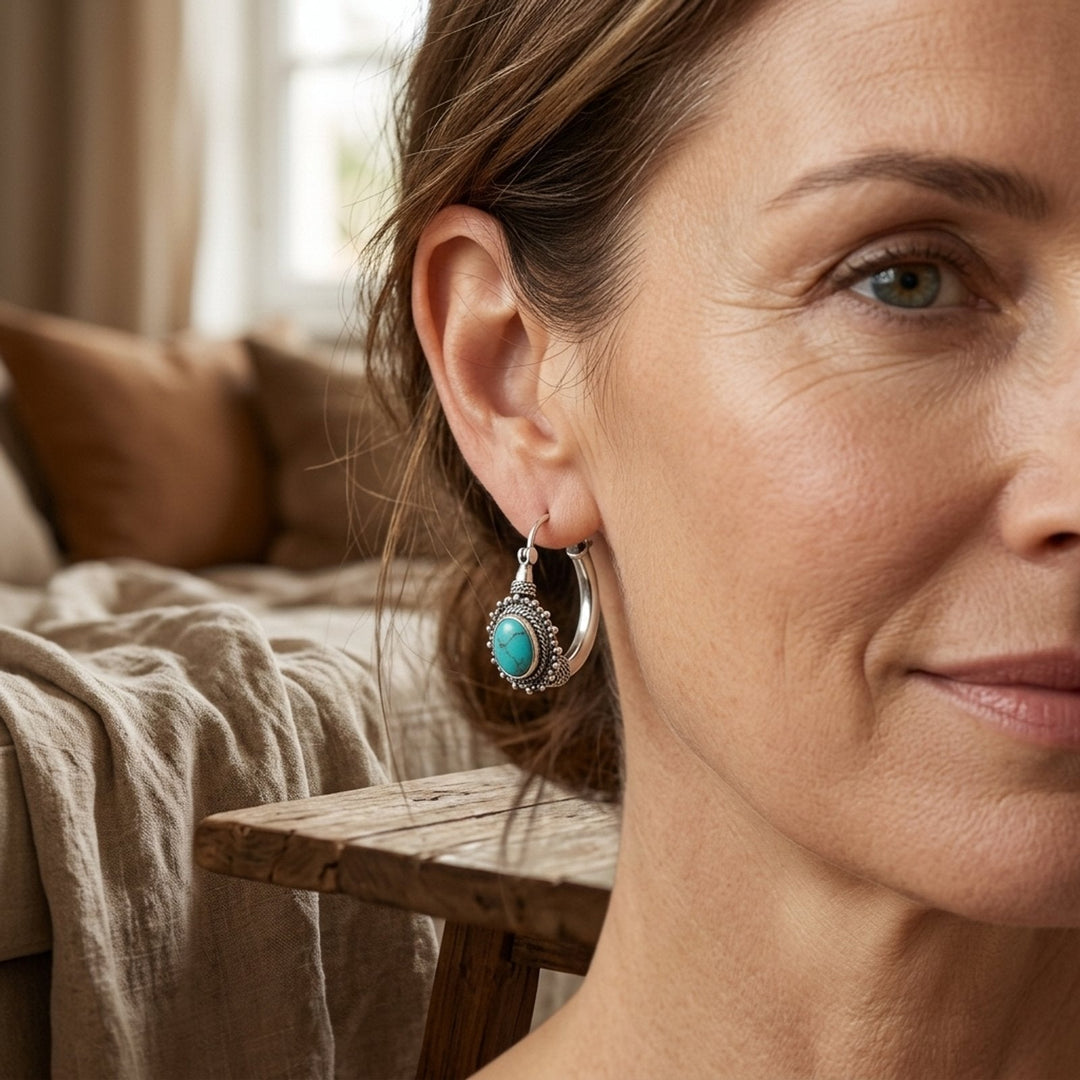 Sterling Silver Rope Detail Hoop Earrings