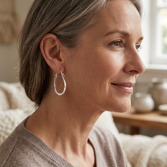 Sterling Silver Hinged Hoop Earrings