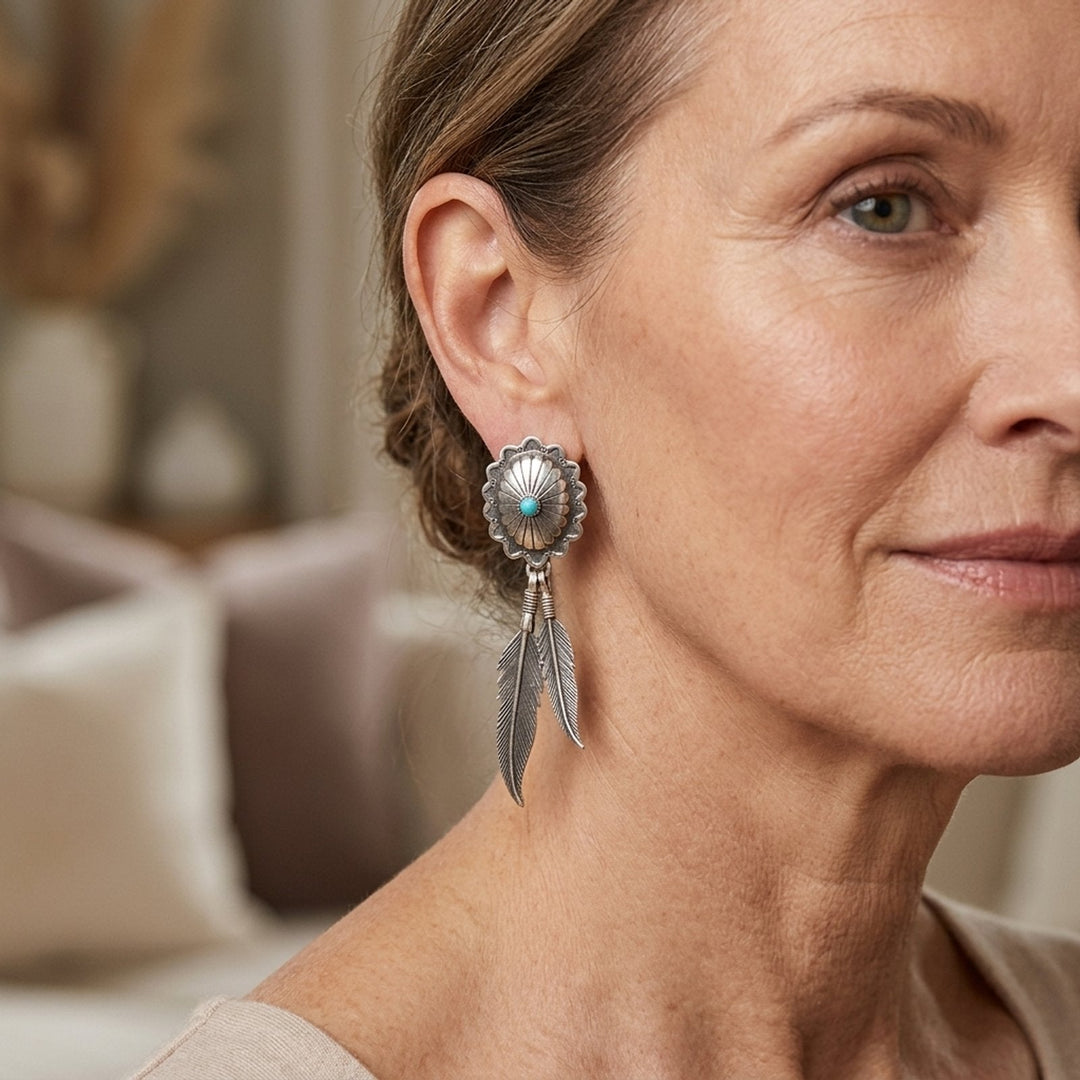 Sterling Silver Feather Drop Earrings