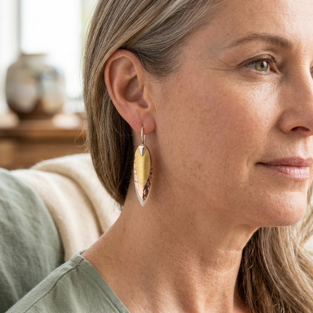 Two-Tone Metallic Drop Earrings