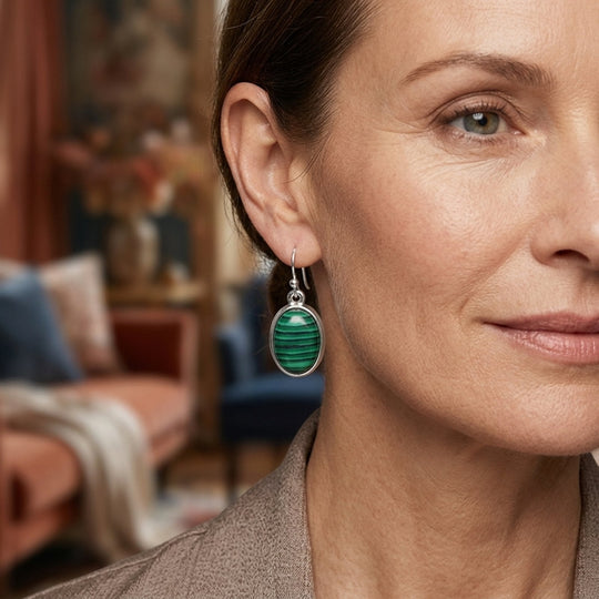 Sterling Silver Malachite Drop Earrings