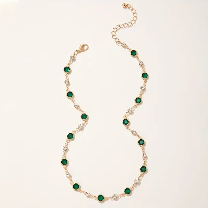 Gold-Plated Bezel-Set Station Necklace