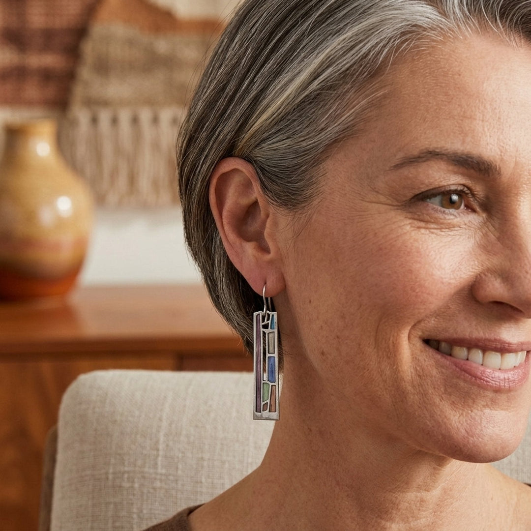 Geometric Sterling Silver Drop Earrings