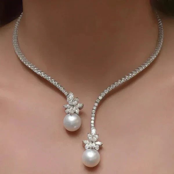 Sterling Silver Pearl &amp; Sapphire Set