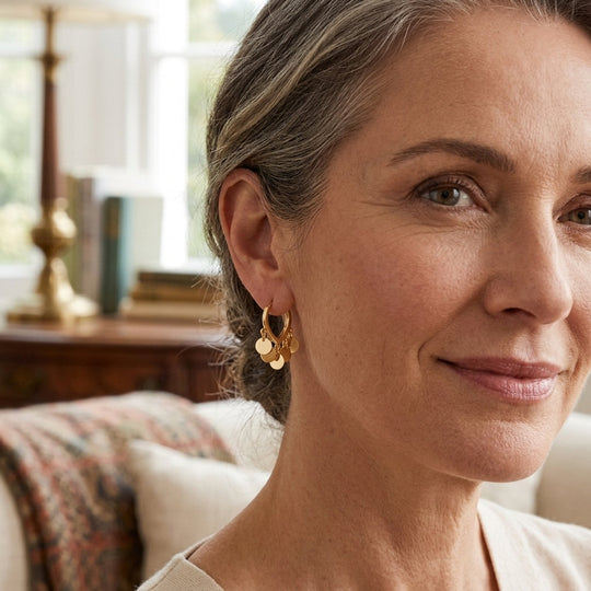 Gold-Plated Dangling Disc Hoops