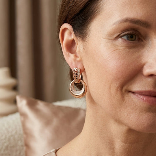 Pavé Gold Drop Earrings