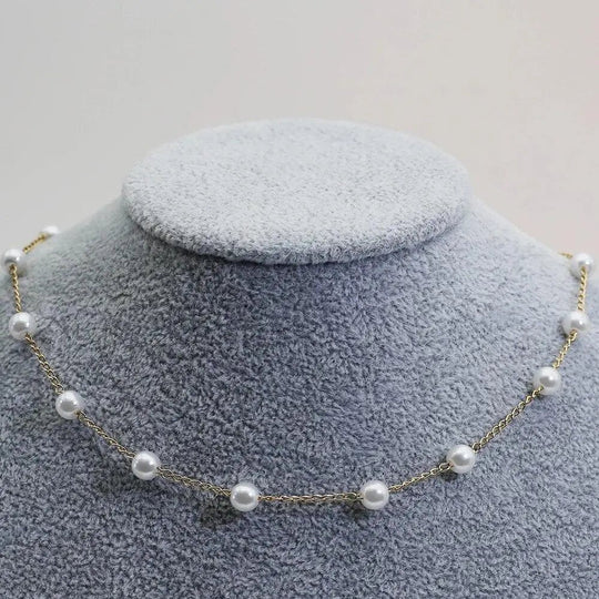 Layered Pearl Chain Necklace