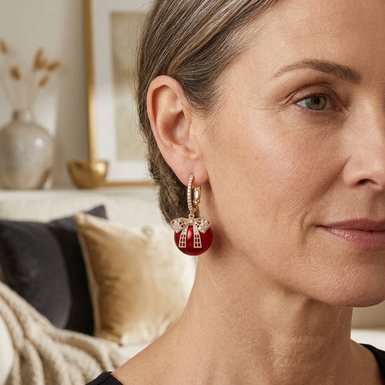 Bow Drop Hoop Earrings