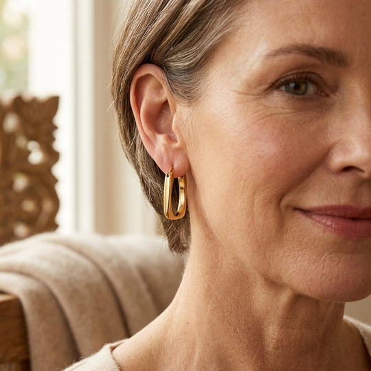 Polished Stainless Steel Hoop Earrings