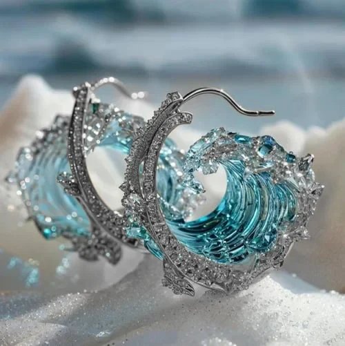 Wave-Inspired Embellished Hoop Earrings