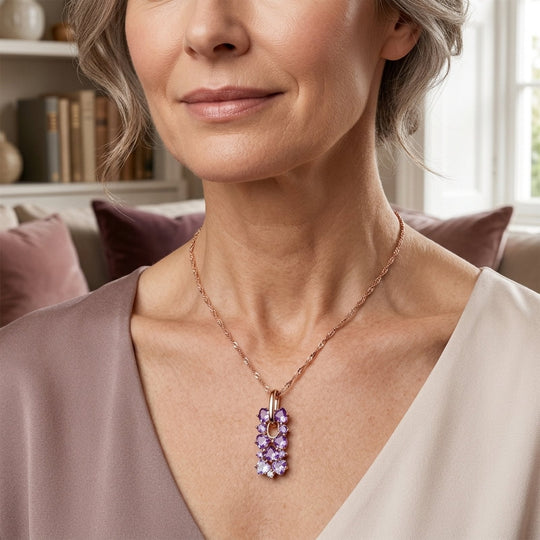 Gold Amethyst Cluster Pendant Necklace