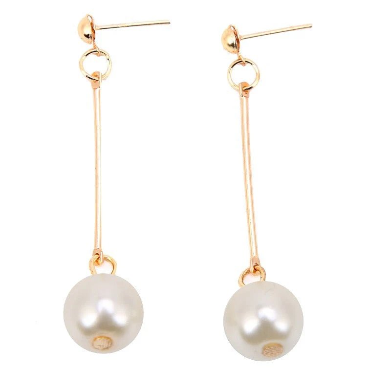 Gold-Plated Pearl Drop Dangle Earrings