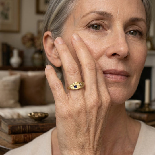 Gold-Plated Star Signet Ring
