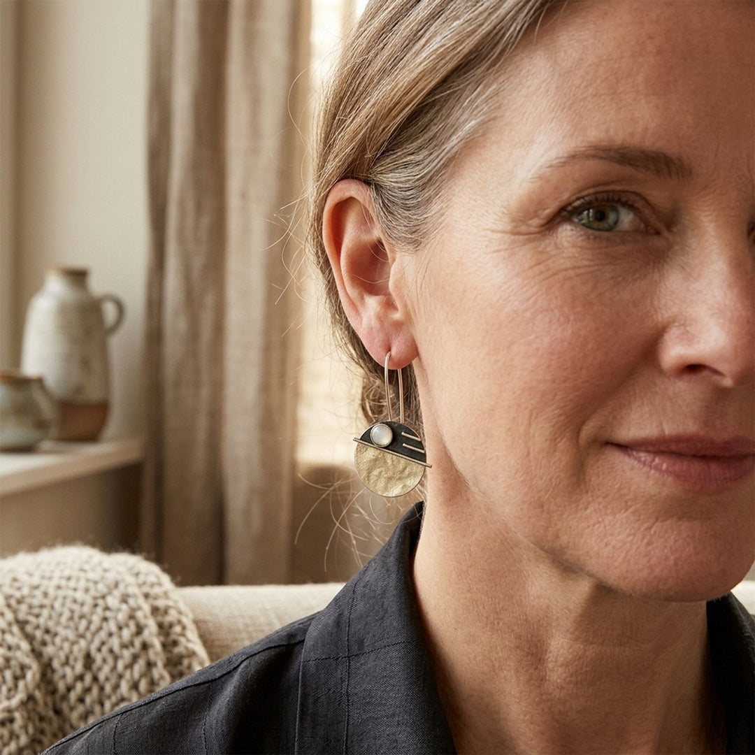 Geometric Sterling Silver Hoop Earrings