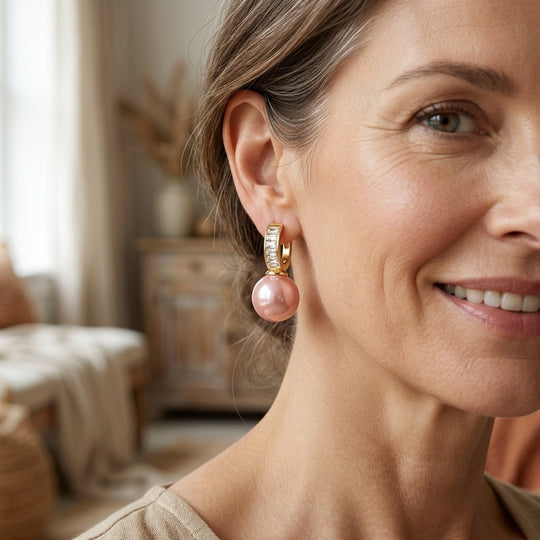 Pearl Drop Hoop Earrings