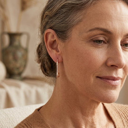 Diamond-Accented Hinged Hoop Earrings