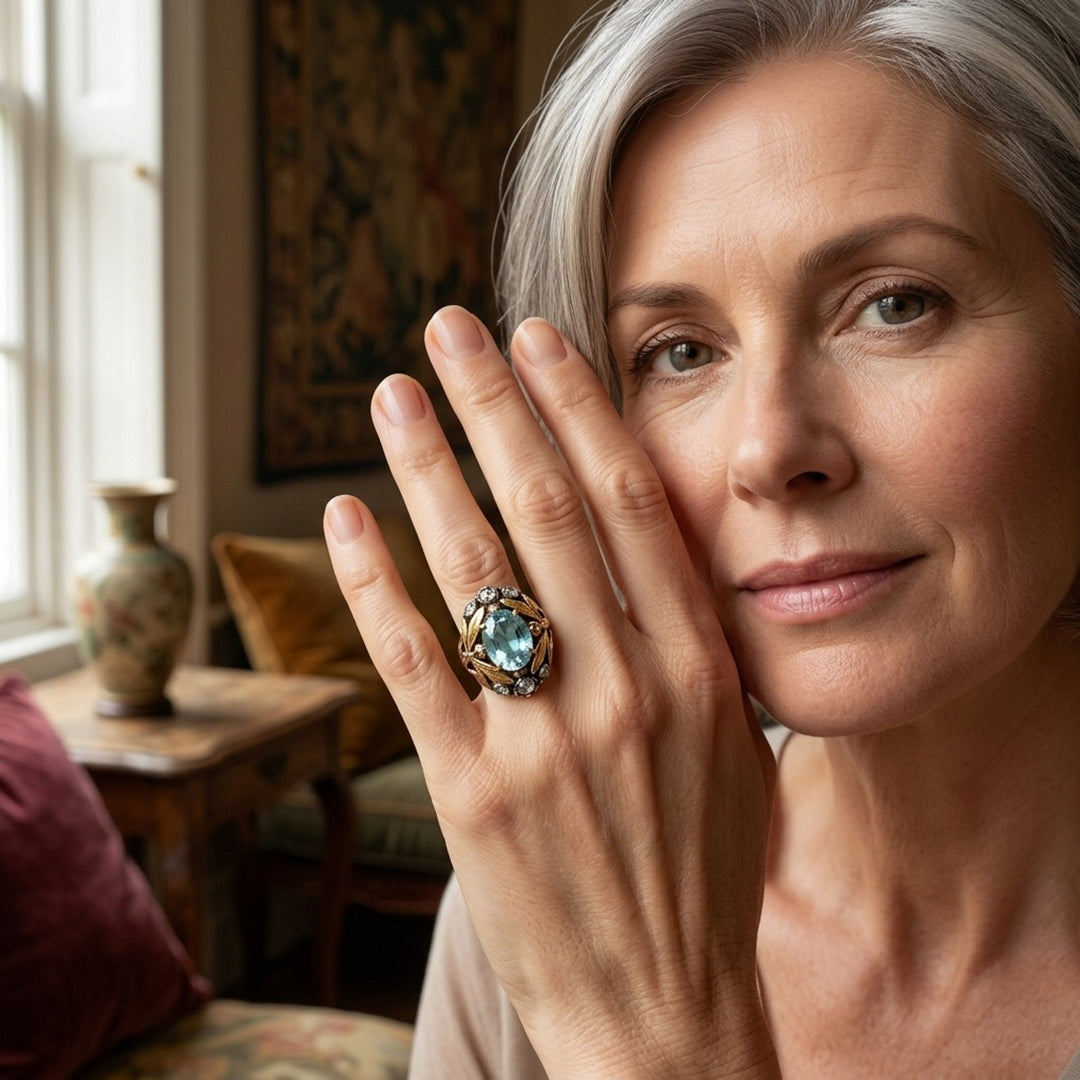 Vintage Floral Statement Ring with Center