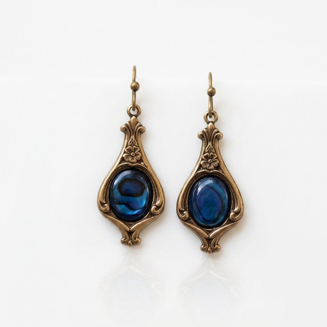 Vintage Ornate Teardrop Dangle Earrings