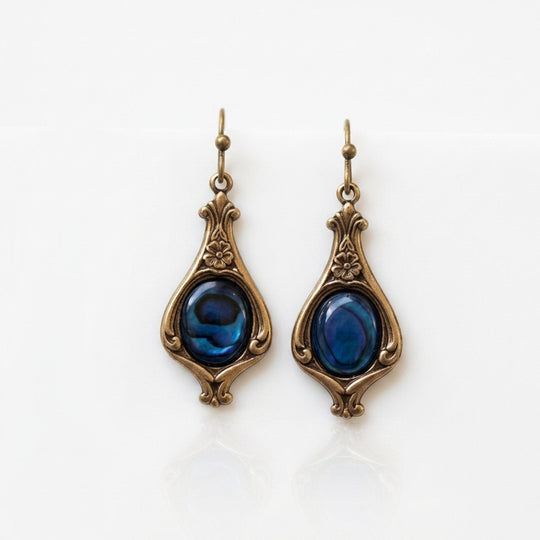 Vintage Ornate Teardrop Dangle Earrings