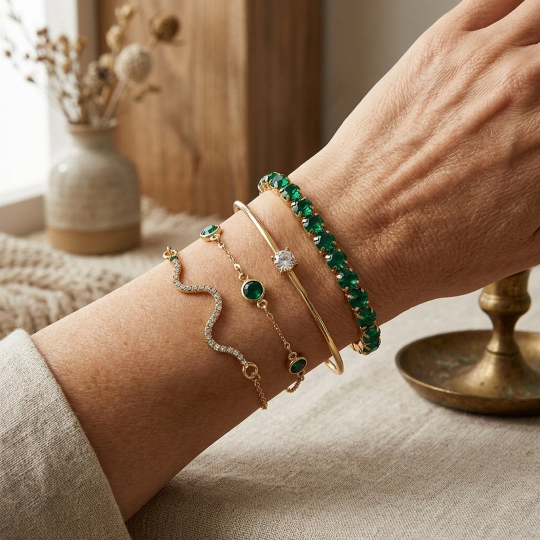 Gold-Plated Tennis Bracelet Set