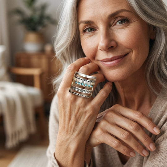 Stacked Turquoise Stone Boho Ring