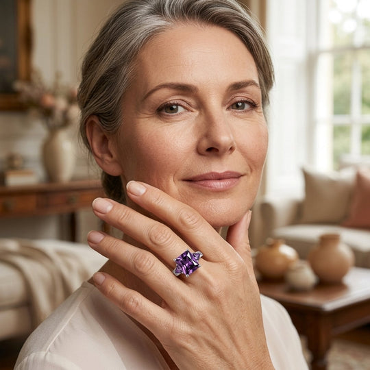 Sterling Silver Princess-Cut Amethyst Ring
