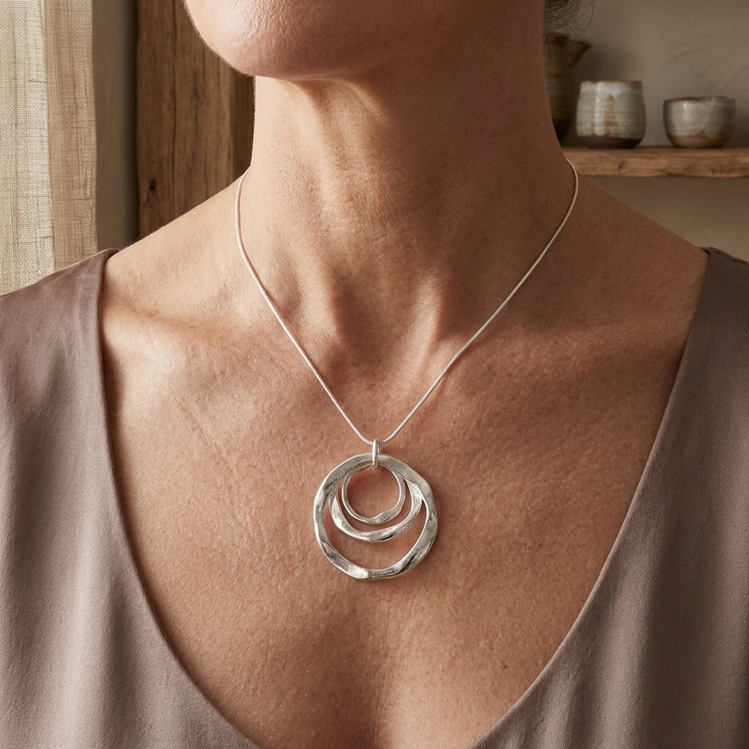 Layered Circle Sterling Silver Pendant