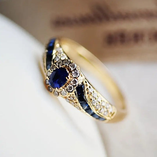Sapphire Diamond-Accented Gold Band
