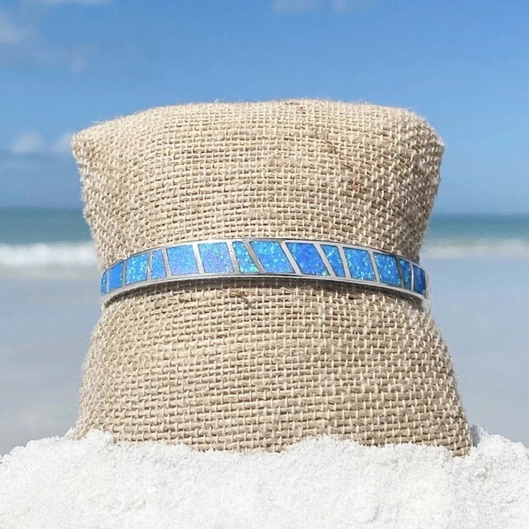 Inlaid Opal Sterling Silver Cuff Bracelet