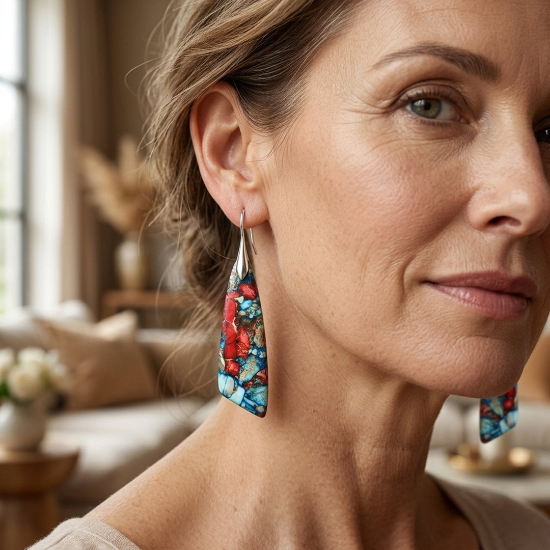 Drop Shape Multi-Stone Statement Earrings